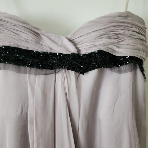 Marchesa Notte Womens Strapless Evening Dress Mauve Chiffon Asymmetric **FLAWS** - Picture 6 of 16